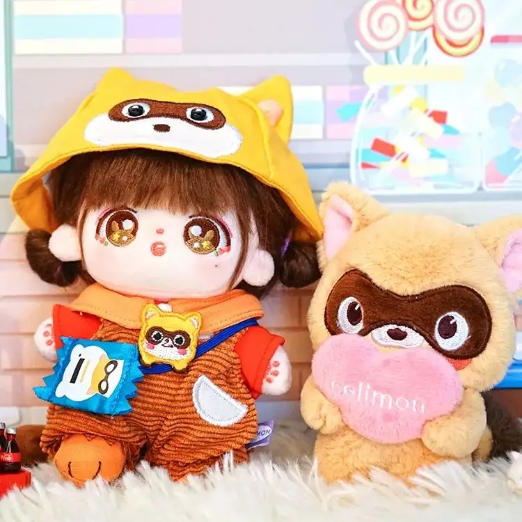 

15 см плюшевая кавайная голая кукла мягкая аниме фигурка игрушки милая игривая маленькая енота одежда комбинезоны аксессуары Костюм подаро...