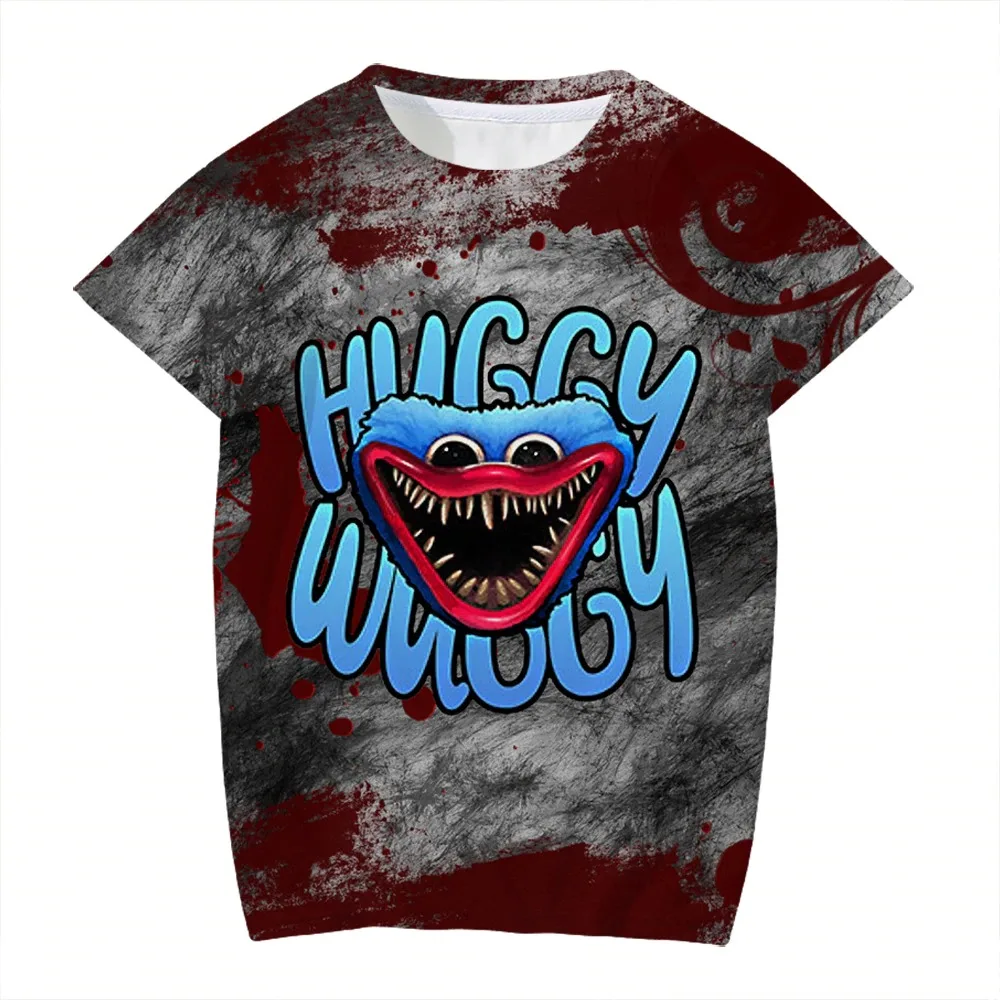 

Poppy Playtime T-Shirts Huggy Wuggy Horror Game Cartoon 3D Print Boys Girls Crewneck T Shirt Kids Tshirt Children's Clothing