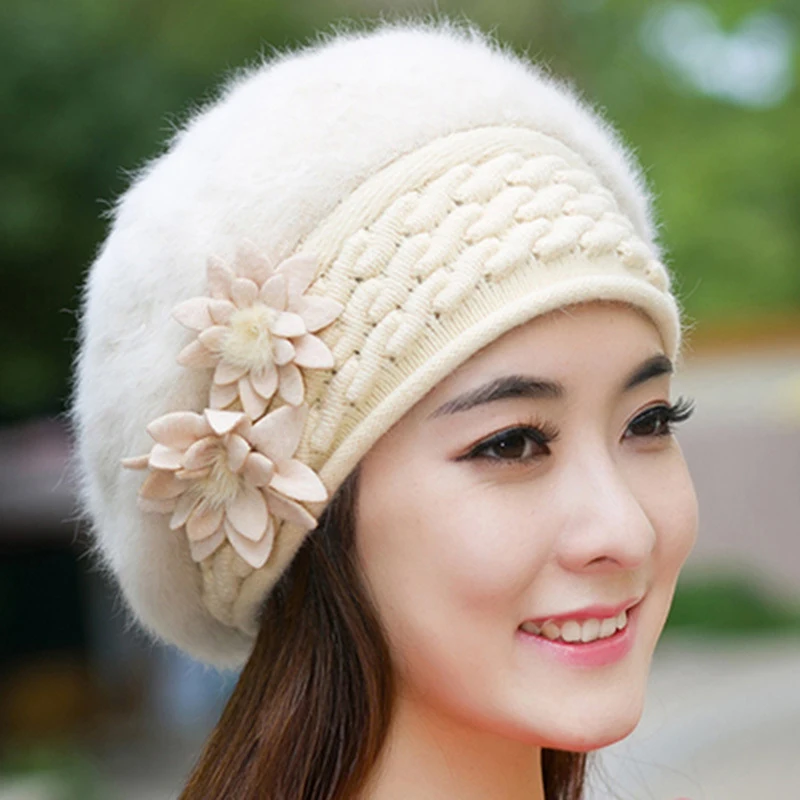 

Элегантные женские вязаные шапки с цветочным узором в стиле пэчворк, шапка, Осень-зима, однотонные женские модные шапочки, берет, шапка