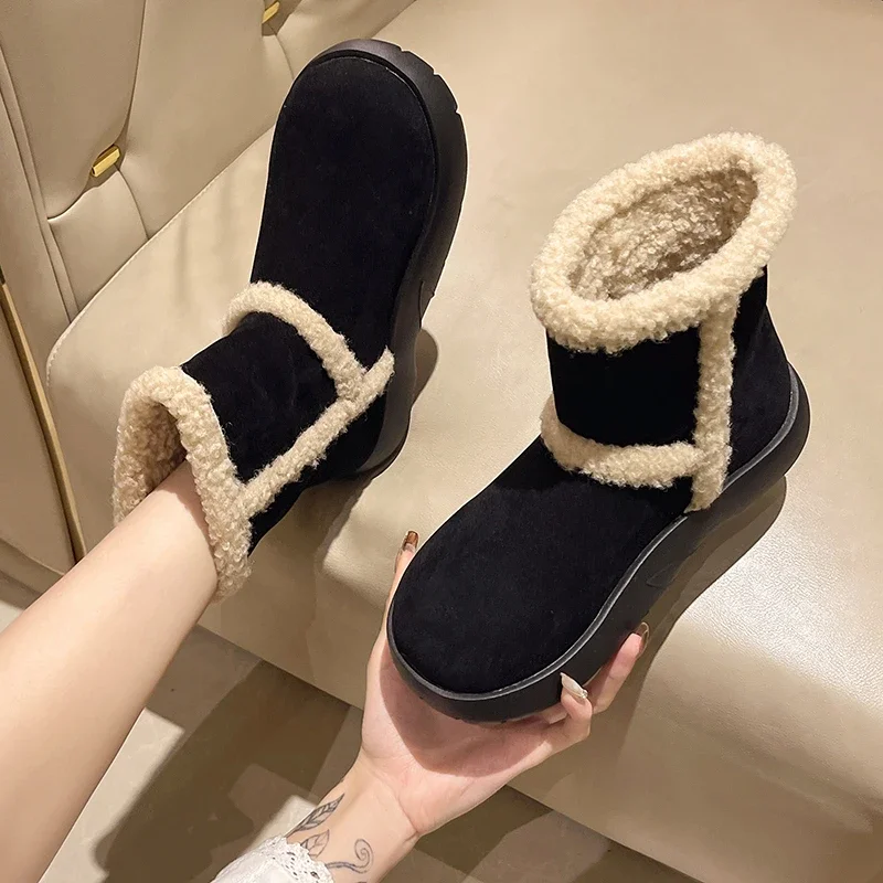

2023 Hot Sale Ladies Shoes Mid-Calf Women's Boots Keep Warm Snow Boots Women Round Toe Slip on Flat with Non Slip Shoes Women
