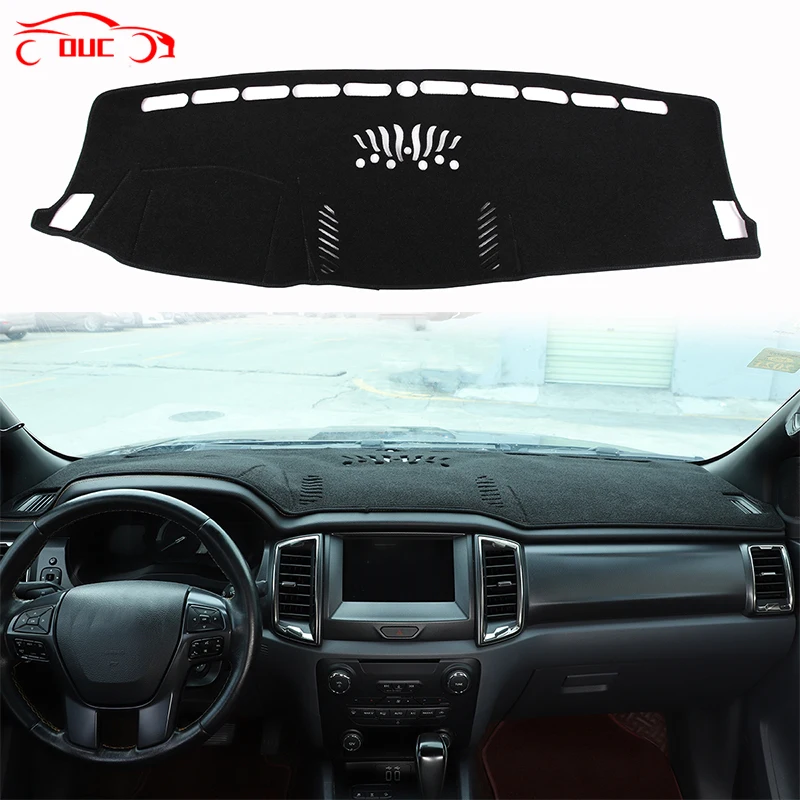 

For Ford Ranger 2015-2022 Black Car Dashboard Cover Avoid Light Pad Instrument Platform Cover Mat Carpets Anti-UV Accessories