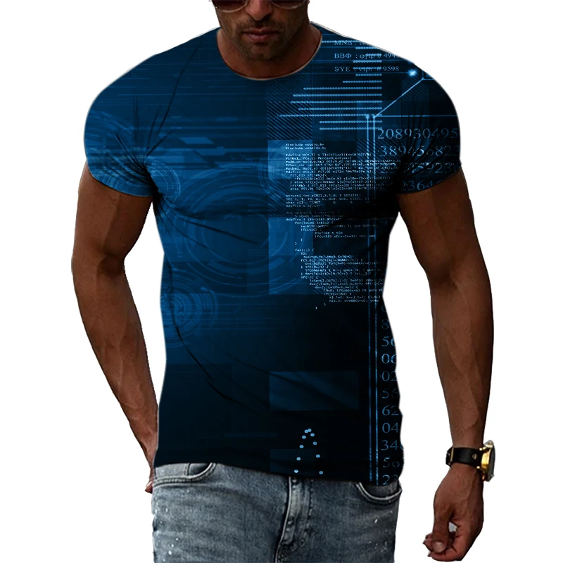 Футболка мужская с 3D-принтом Модная стильная тенниска для технологических
