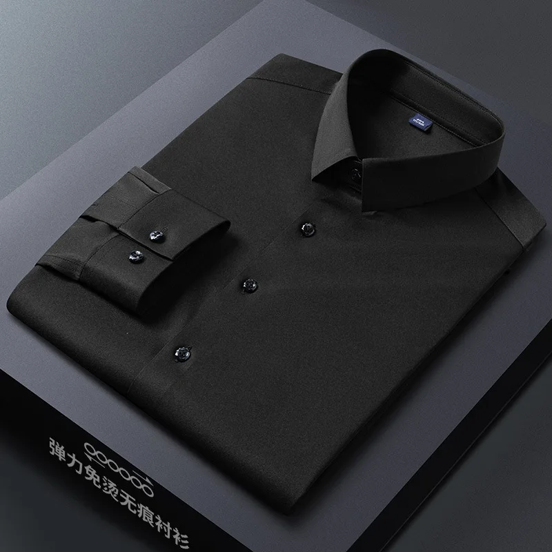 7XL Oversized Button Up Shirt Traceless Shirt Stretch Easy Ironing Silky Smooth Men Business Long Sleeve Shirt for Men
