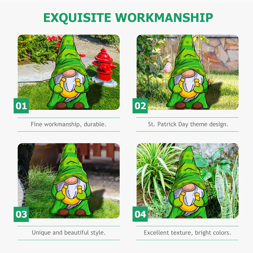 

4pcs St Patrick's Day Gnome Yard Sign Garden Lawn Sign Festival Outside Decoration