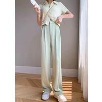 womens chic office straight pants spring summer thin section high waist drooping slim anti static casual suits wide leg pants