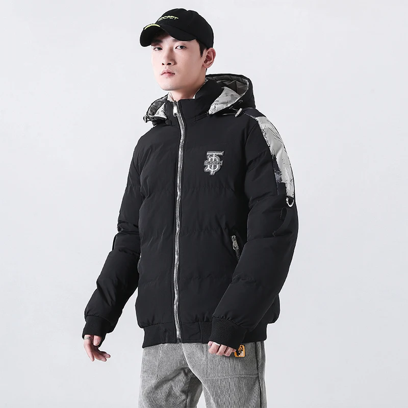Autumn and winter 2022 men's clothing Double sided leather cotton jacket Men's down jacket Warm keeping fashion label detachable