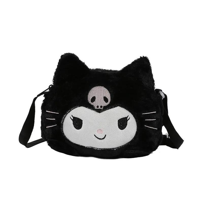 Мягкие плюшевые Наплечные сумки Kawali Kuromi черного и фиолетового цвета