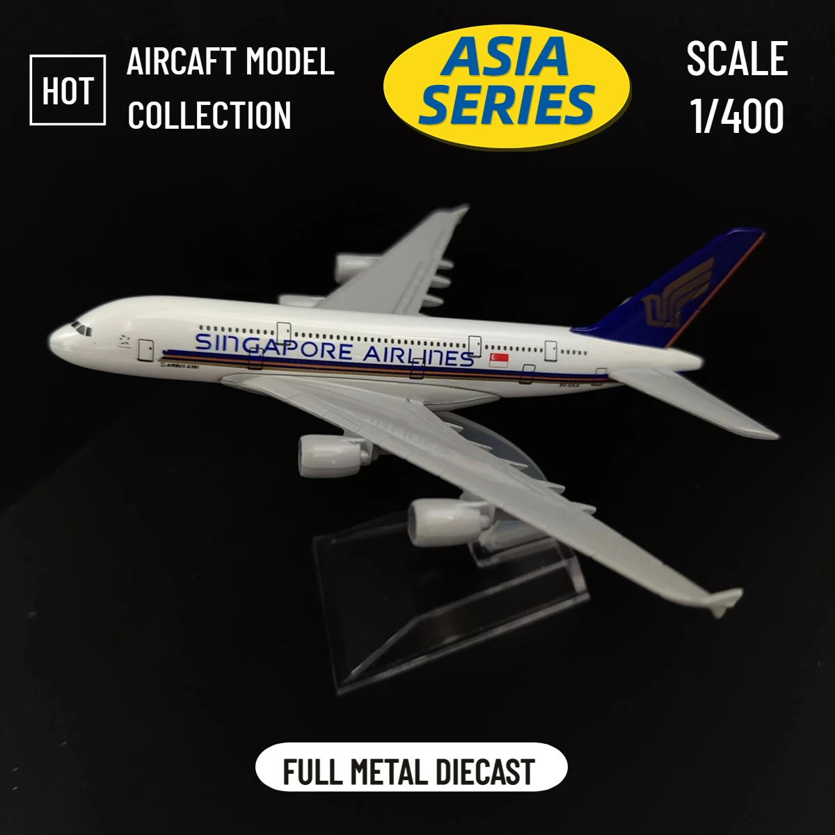 Scale 1:400 Metal Aircraft Replica 15cm Singapore A380 Asia Airline Boeing Airbus Airplane Diecast Model Miniature Gift for Boys