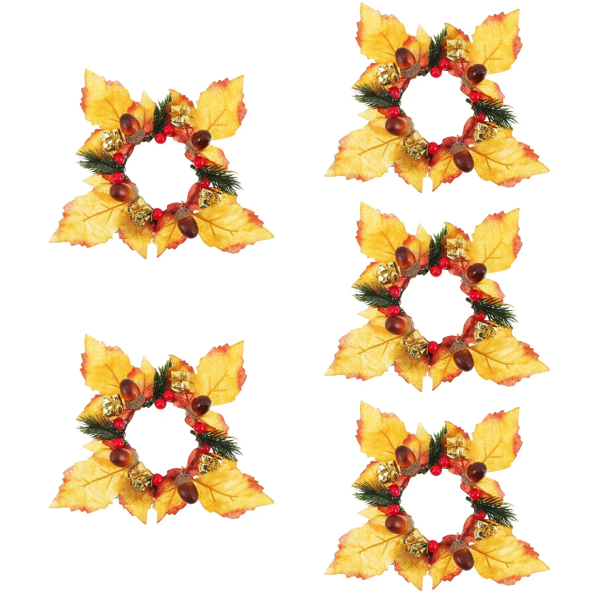 

5pcs Simulation Berry Leaf Ring for Christmas Party Bottle Wreath