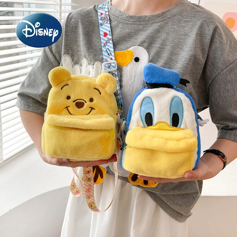 Disney Winnie The Pooh 2022 New Plush Backpack Girl Plush One Shoulder Messenger Bag Cartoon Fashion Children's Mini Backpack