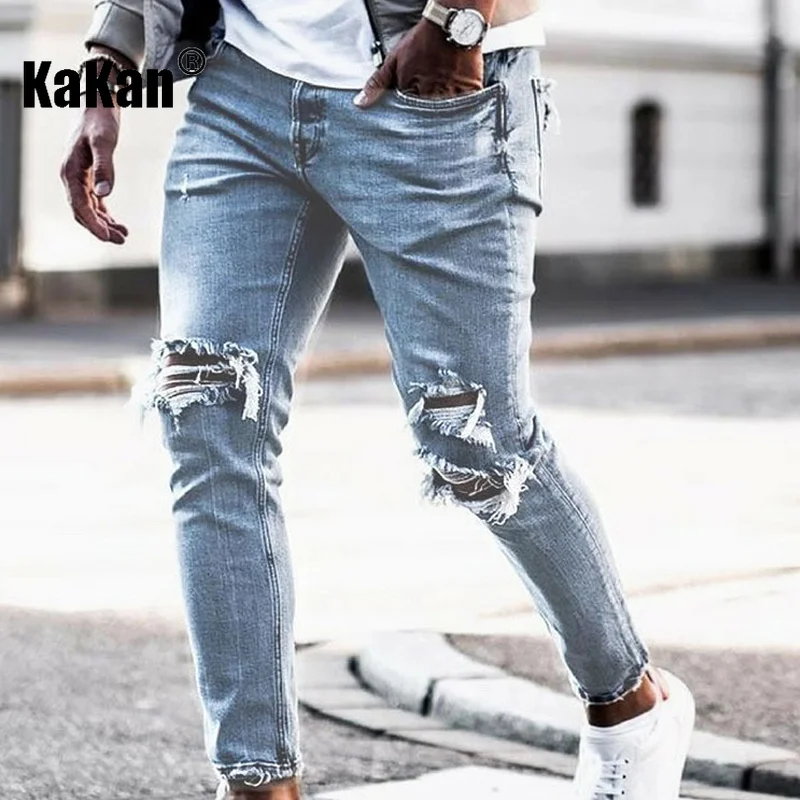 Kakan - New European and American Distressed Jeans for Men, Slim Fitting and Stretchy Leggings, Long Jeans K16-1903
