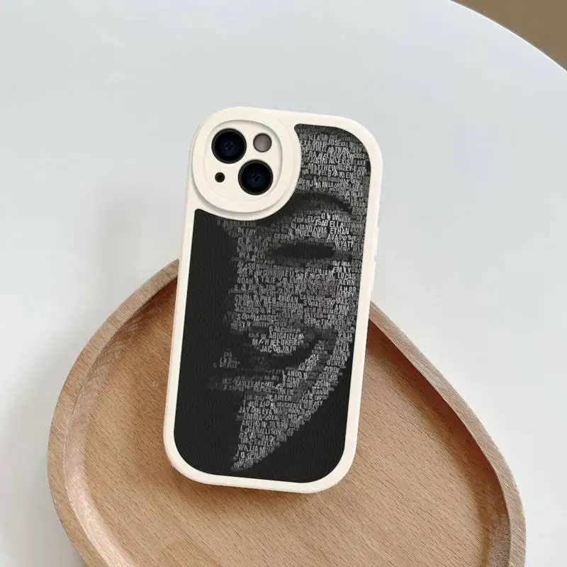 A-Anonymous Phone Case Hard Leather For iPhone 14 13 12 Mini 11 14 Pro Max Xs X Xr 7 8 Plus