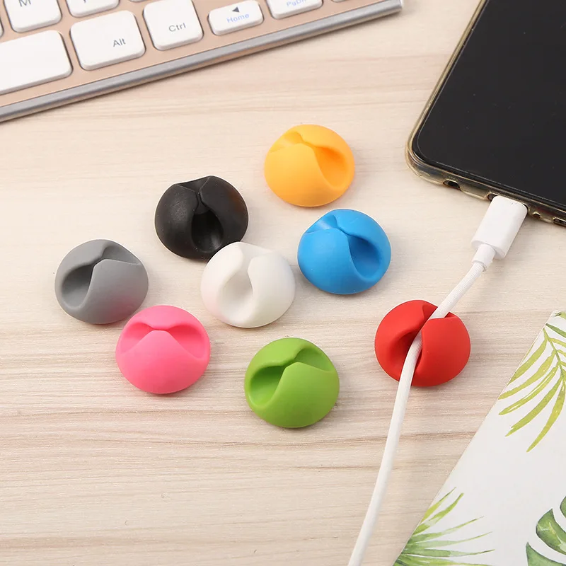 

5pcs Solid Color Cable Winder Silicone Desktop Earphone Wire Clips Data Line Wrap Cord Holder Desk Organizer Office Supplies