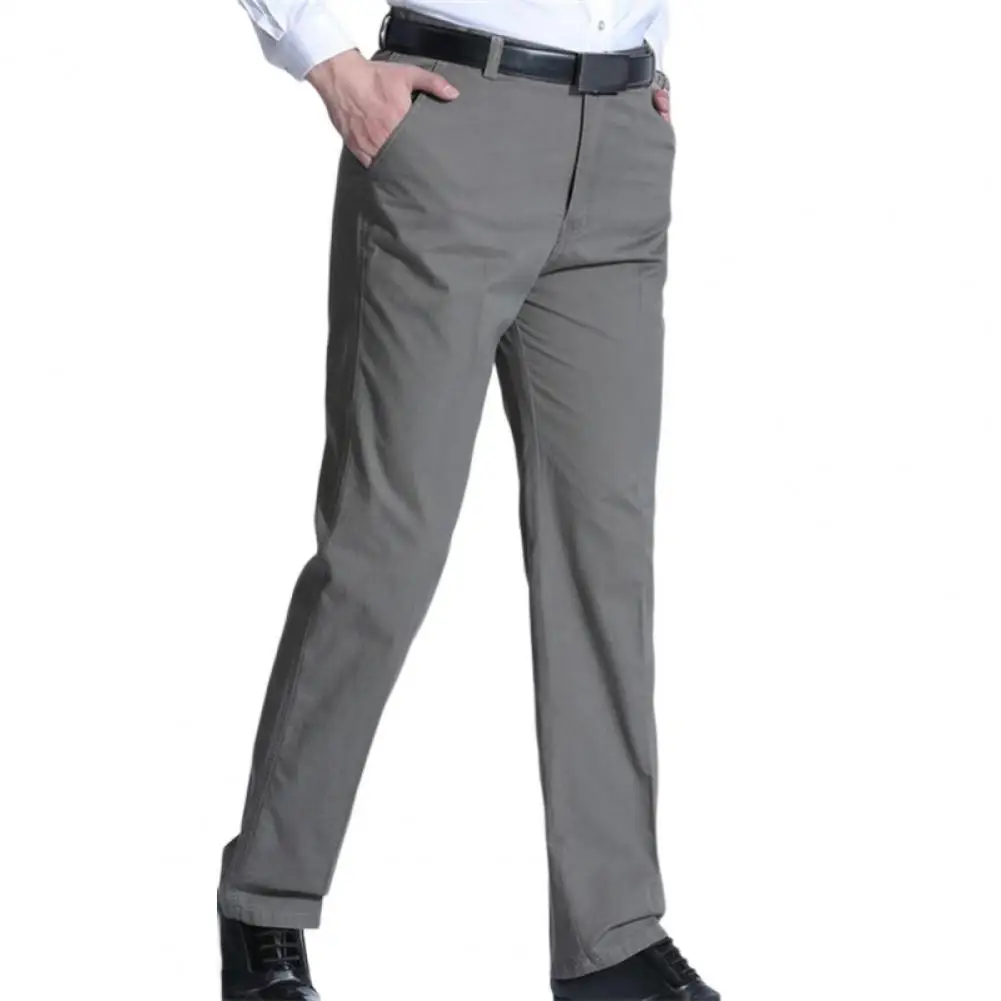 

Temperament Popular Stretchy Straight Suit Pants Spring Summer Middle-aged Men Trousers Relaxed Fit for Party