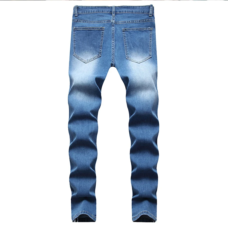 Men's Fashion Cool Jeans Slim Fit Classic White Blue Clothing  High Quality Stretch Ripped Skinny Pencil Pants Cargo Pants S-3XL