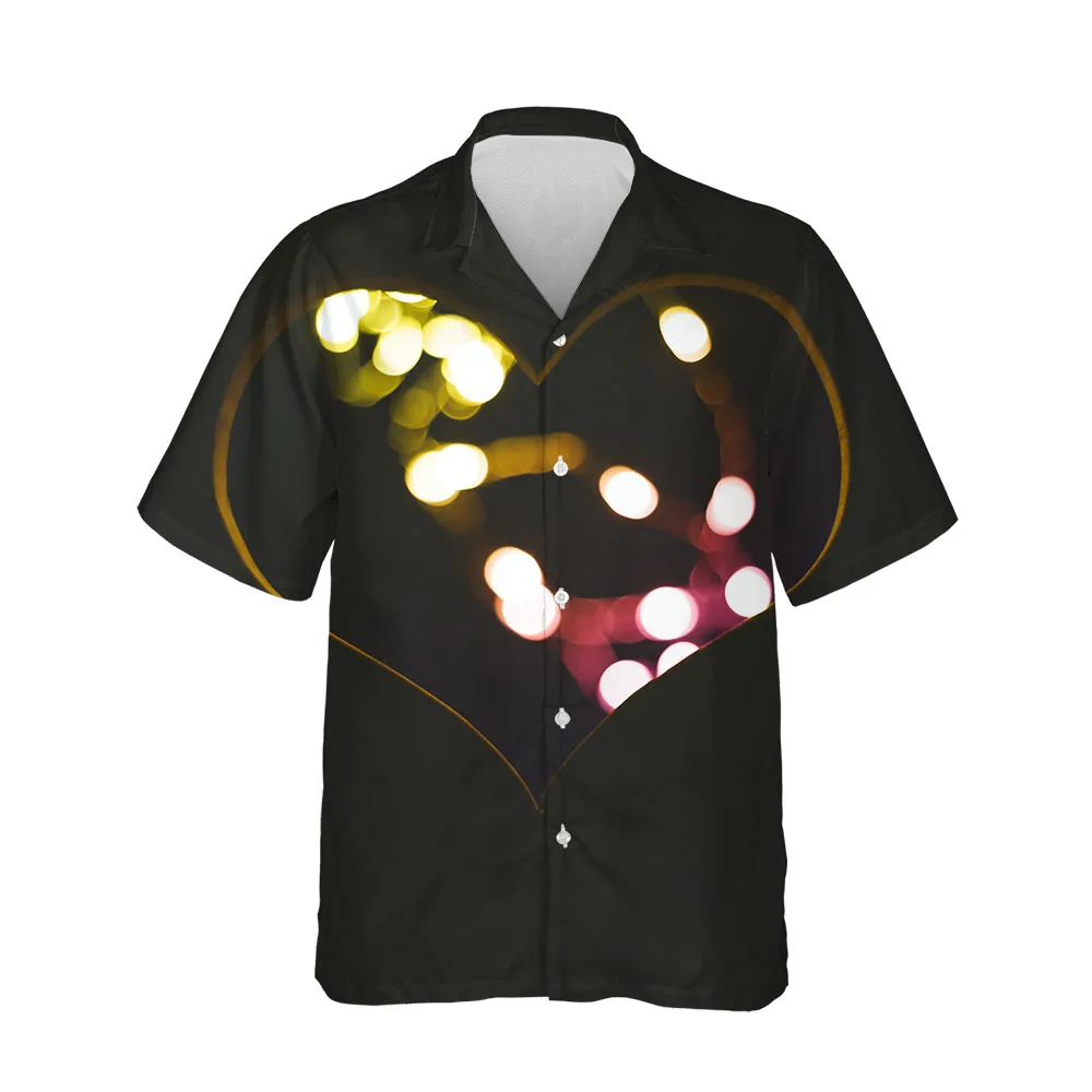 Jumeast New 3D Summer Hawaiian Short Sleeve Shirts For Men Clothing Love Collection Oversized Casual Blouses Streetwear Clothing