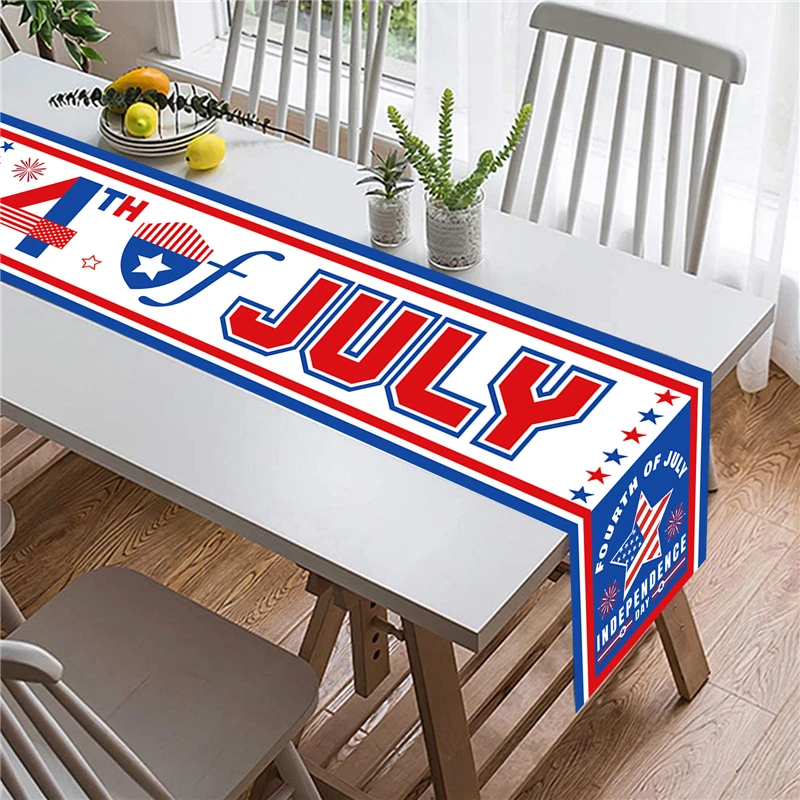 American Independence Day Decoration Table Runner Statue of Liberty Home Decor Cloth Party White Red Blue Color Tablecloth