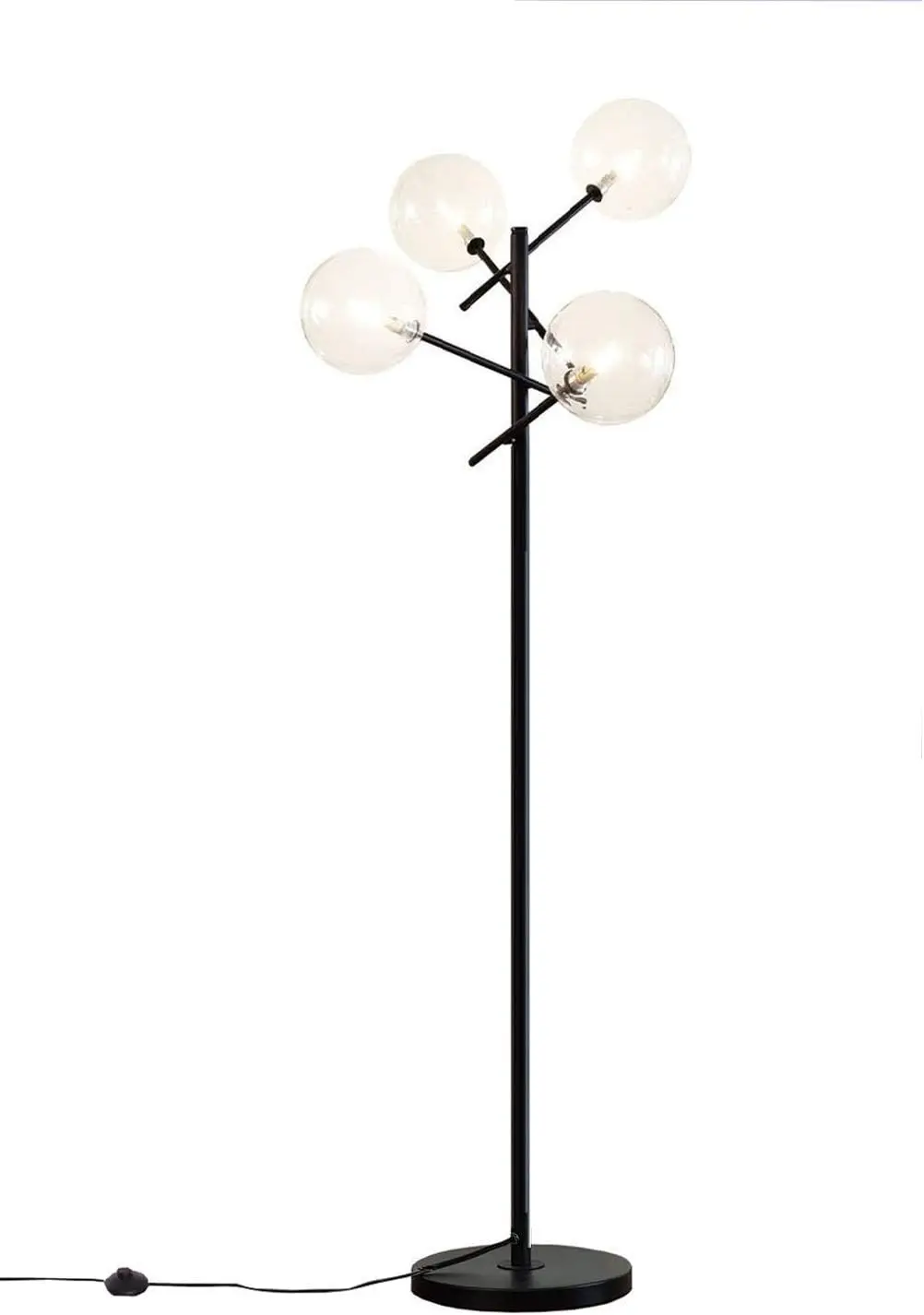 

Chandelier Floor Lamp for Bedroom,4-Lights Clear Glass Shade Floor Light for Living Room,Black Gold crystal floor lamp Rgb corne