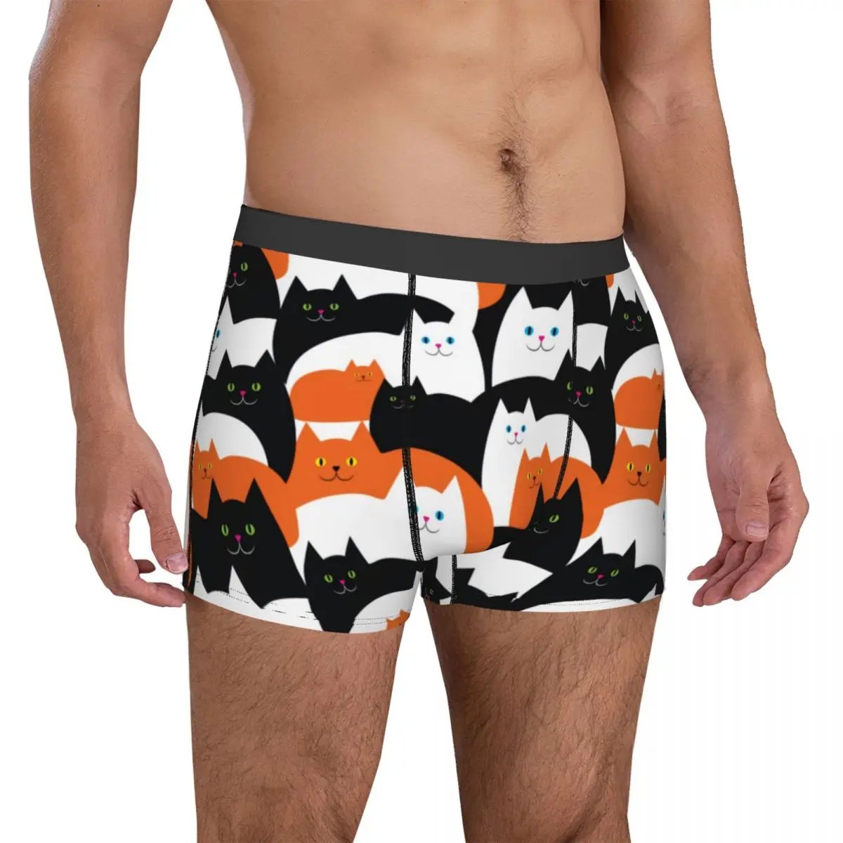 

Halloween Cat Underwear Funny Cats Trick or Treat 3D Pouch Trenky Trunk Printed Shorts Briefs Elastic Men's Underpants Plus Size