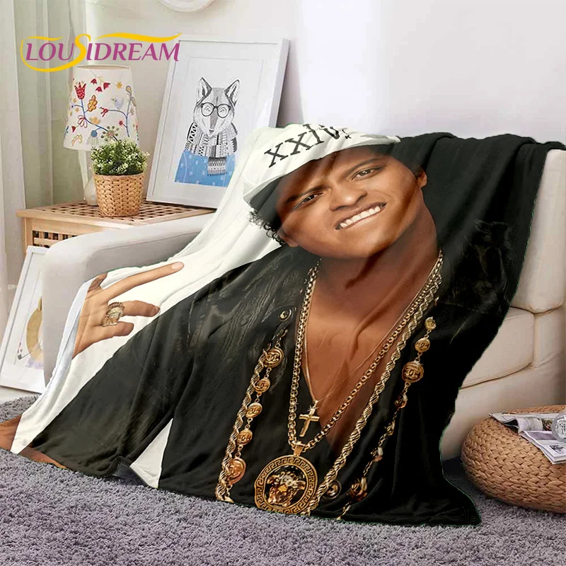 Фото Мягкие фланелевые одеяла Bruno Mars с 3D изображением певицы и звезд, удобное одеяло для пикника, кровати, дома, спальни, покрывало, подарок для детей №3