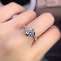 fashion luxurious jewelry women silver 925 rings 1ct moissanite diamond silver finger ring wedding rings s925 moissanite ring