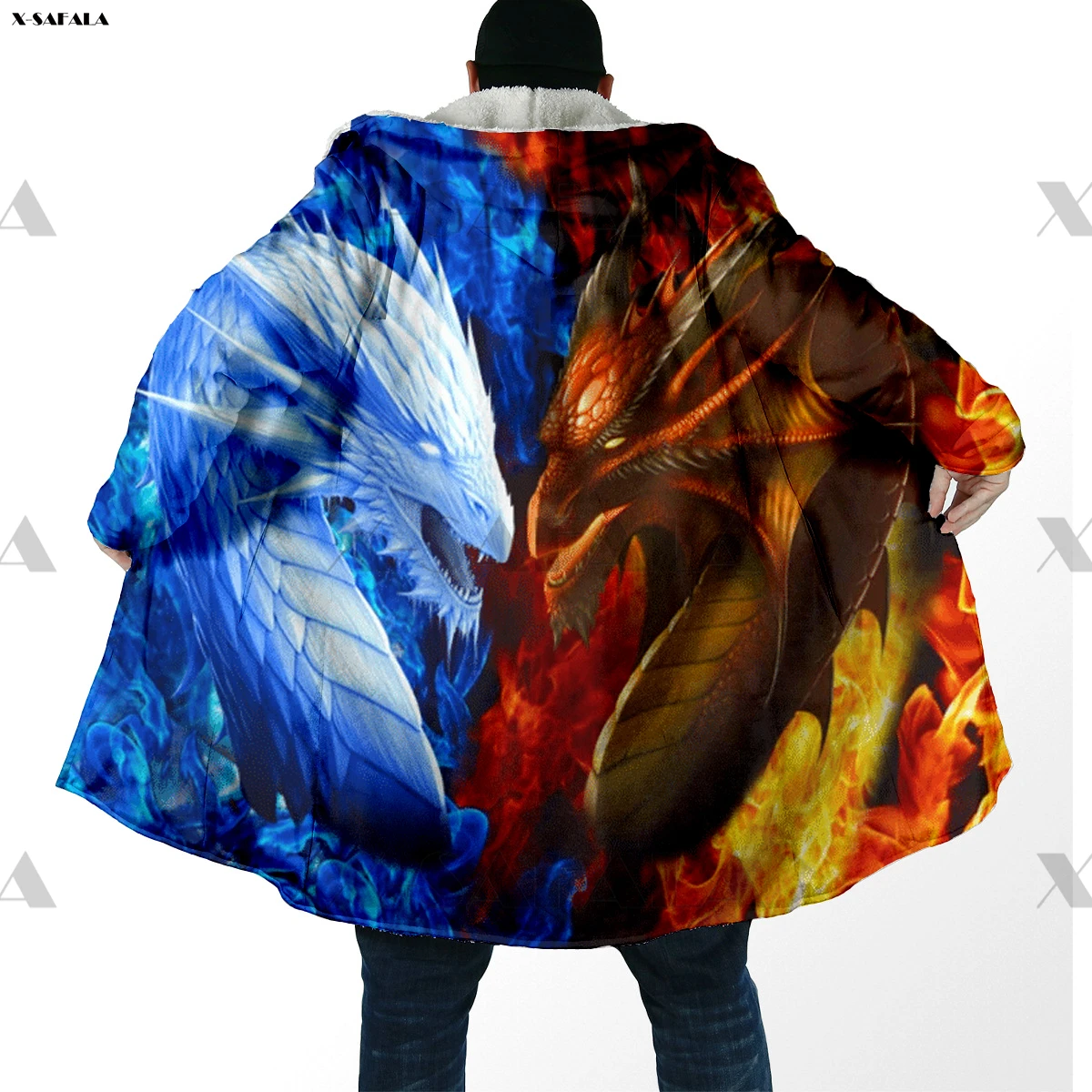 

Длинная Спортивная толстовка с капюшоном, с 3D-принтом черепа и дракона