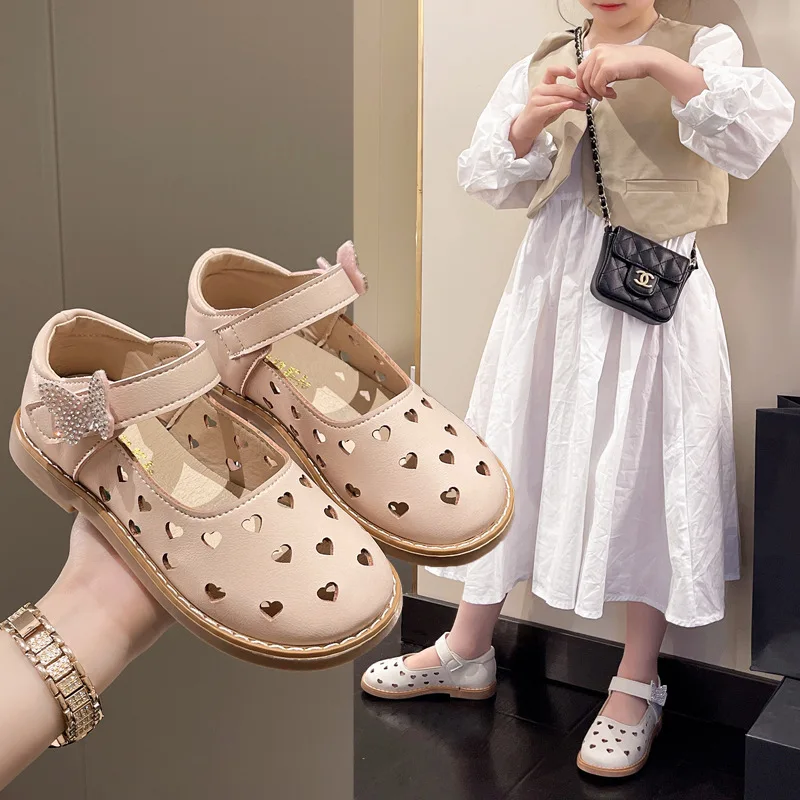 

2023 Summer New Casual Girls Sandals Fashion Non-slip Princess Shoes All-match Hole Shoes