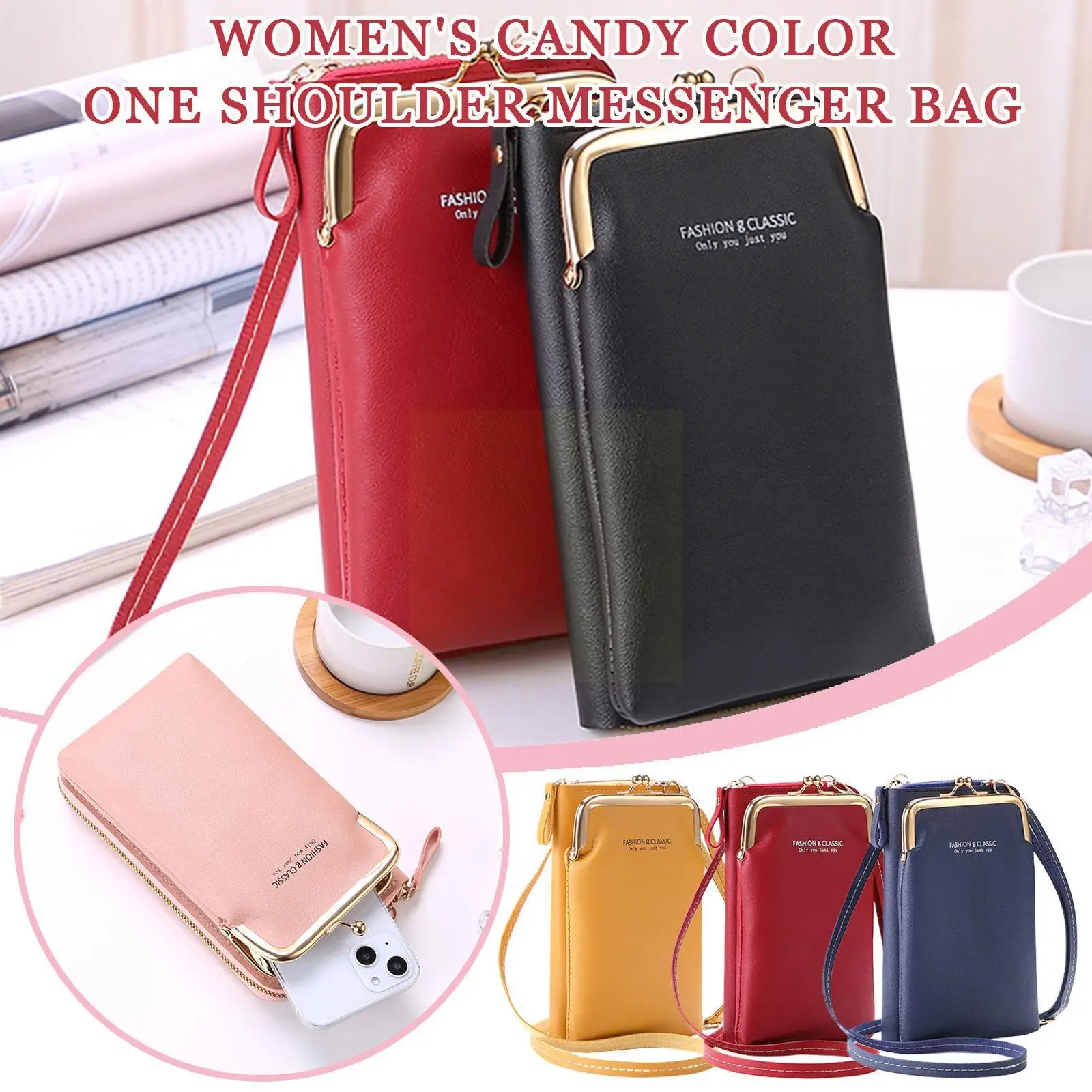 

Women Phone Crossbody Bag Girls Wallets Pu Leather Bag Messenger Travel Purse Pouch Coin Bag Card Bag Shoulder Portable Col B7O9