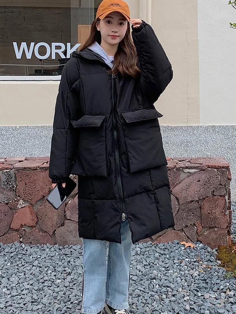 2022 New Fashion Winter Jacket Women Parkas Long Coat Hooded Parkas Loose Warm Snow Wear Cotton Padded Winter Clothes