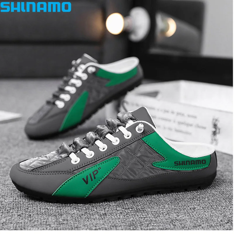 2023 Summer Fishing Sandals Men's Mesh Slippers Breathable Casual Beach Slippers Solid Non-slip Slippers Outdoor Lazy Shoes