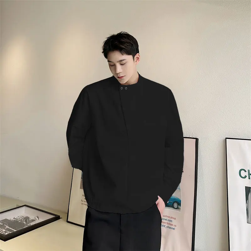 

Черная короткая мужская рубашка в китайском стиле крутая мужская рубашка