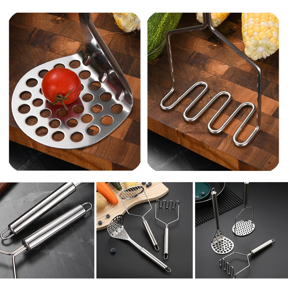 

Stainless Steel Potato Vegetable Fruit Hand Masher Press Ricer Potato Masher Manual Masher Crush Home Kitchen Tool 2022 New