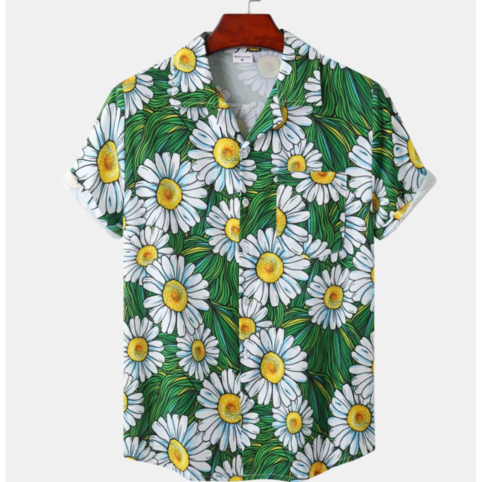 Рубашка мужская с принтом модная повседневная свободная пляжная блузка на