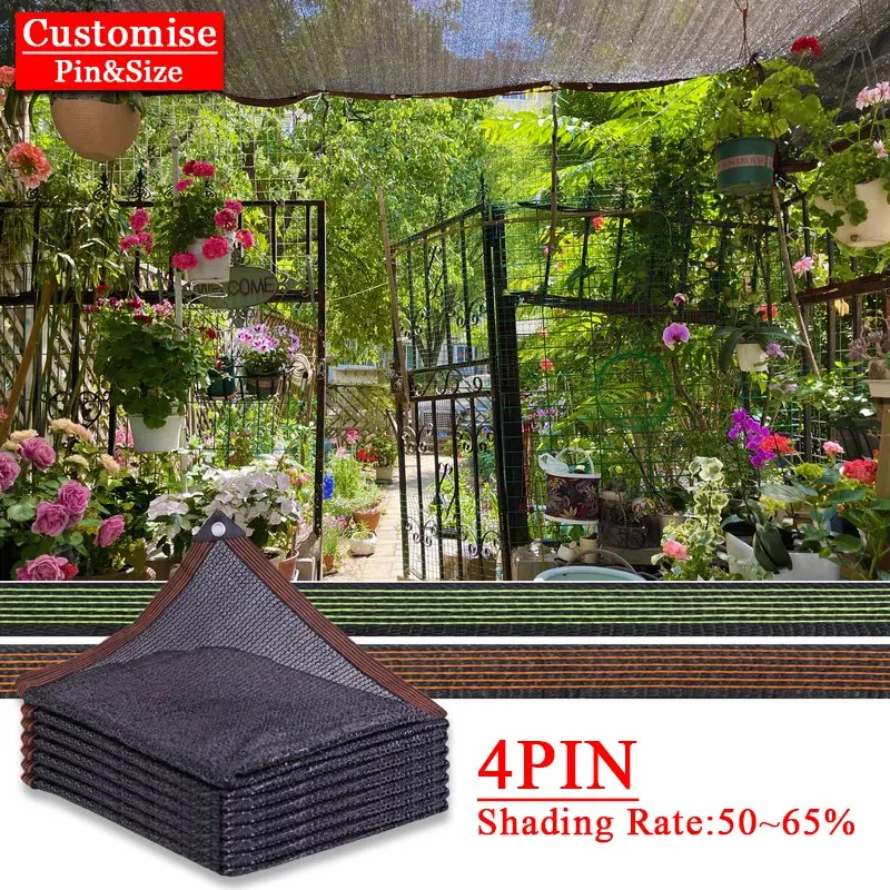 

4Pin Black Sunshade Net Shading 60% Flower Greenhouse Sun Shed Succulent Plant Shade Cover Outdoor Anti-UV Fence Privacy Mesh