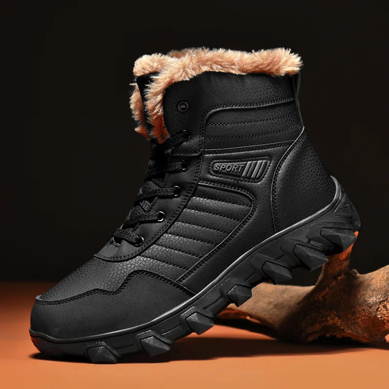 Winter Men's Sneakers Plus Velvet Thick Non-slip Hiking Shoes Waterproof Warm High-top Outdoor Cotton Shoes Large size 39-48