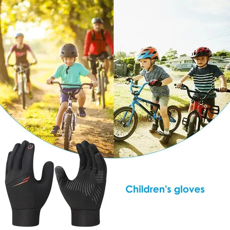 

Kids Winter Gloves Waterproof Cycling Gloves Bike Gloves Anti-Slip TouchScreen Full Finger Lightweight Gloves For Outdoor Sports