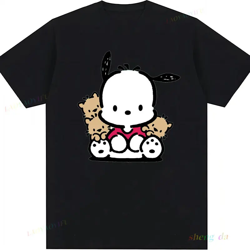 Популярные рубашки с героями мультфильмов аниме футболка Pochacco топ Harajuku Y2k