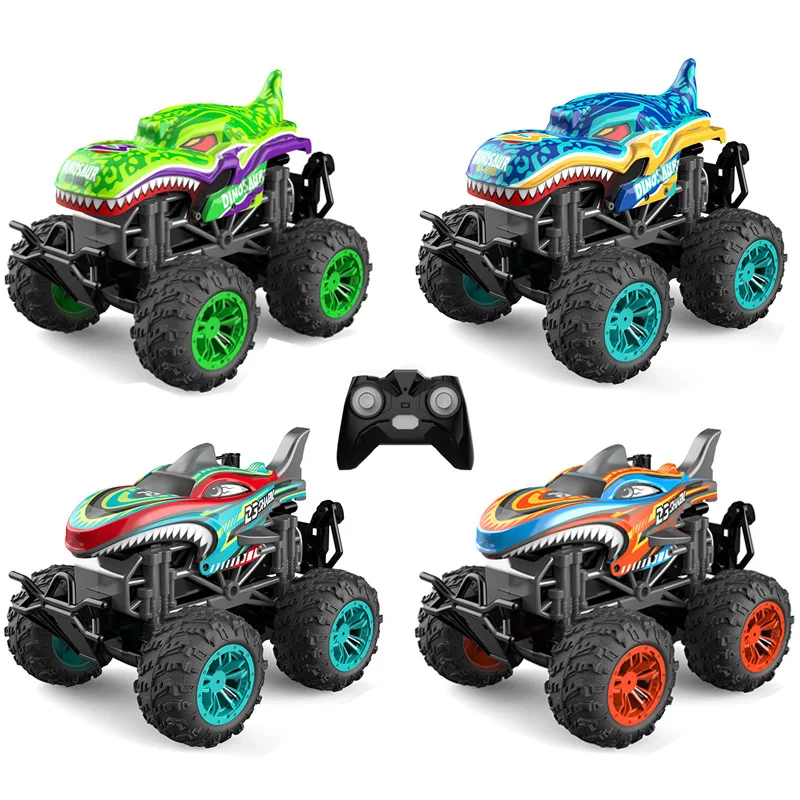 

New music and light special effects spray car 360 degree rotation dance car Shark head Dinosaur head children's toy car