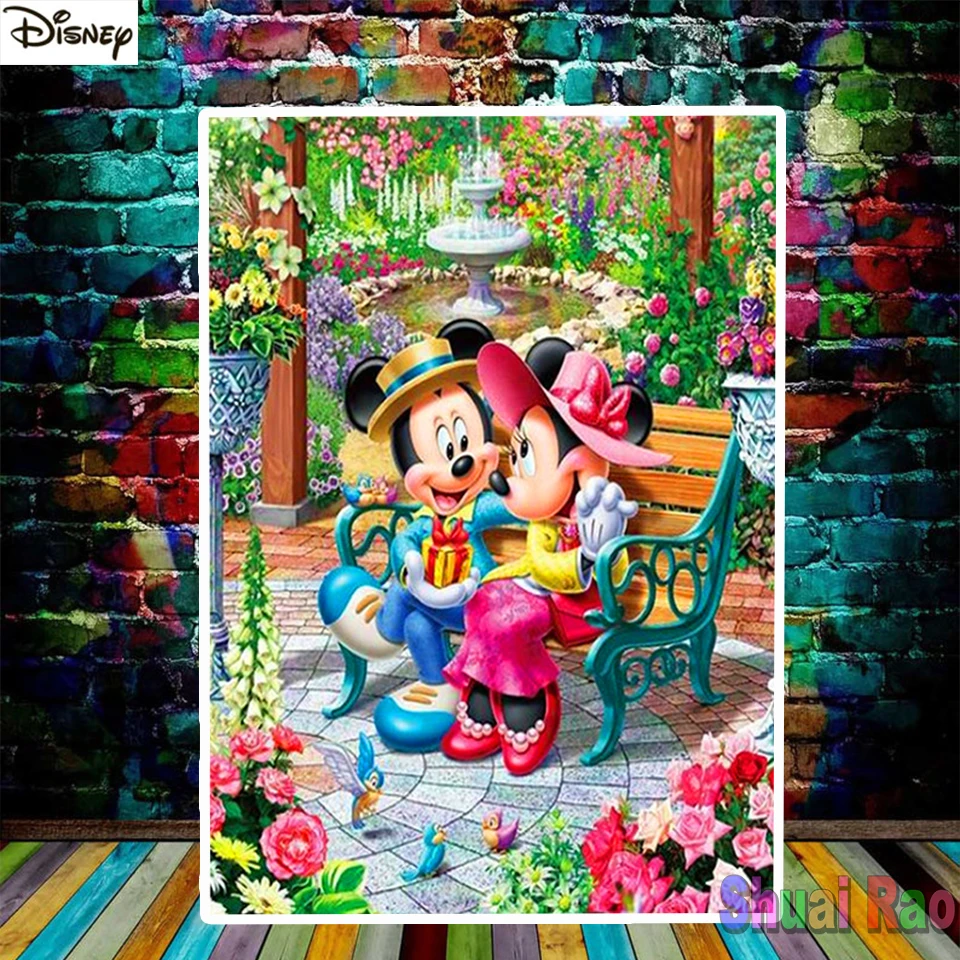 

Disney Diy Diamond Painting Cross Stitch"Mickey Mouse On the garden"Diamond Embroidery Rhinestone Cartoon romantic Portrait Gift