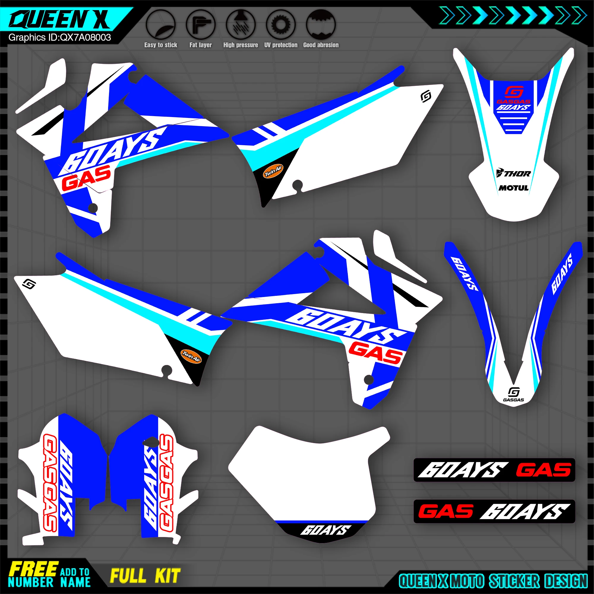 QUEEN X MOTOR Custom Team Graphics Backgrounds Decals Stickers Kit For GASGAS 2007 2008 2009 EC MC 003 |