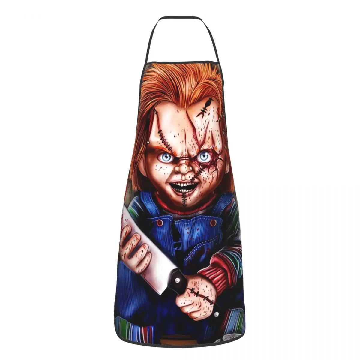 

Horror Killer Chucky Bib Aprons Men Women Unisex Kitchen Chef Child's Play Movie Tablier Cuisine for Cooking Baking Painting