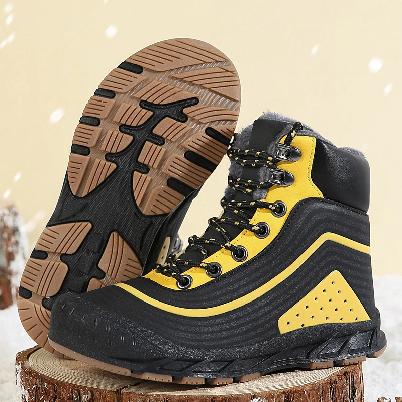 Новые зимние походные ботинки для горного туризма для мужчин и женщин,походные ботинки с дополнительным мехом, детская теплая обувь для прогулоки тренировок
