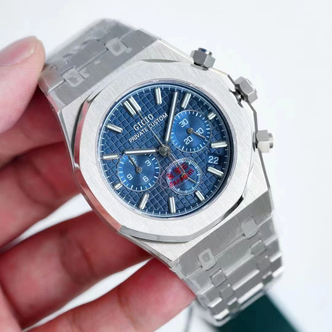 

Mens Quartz Chronograph Watch Black Blue Grey