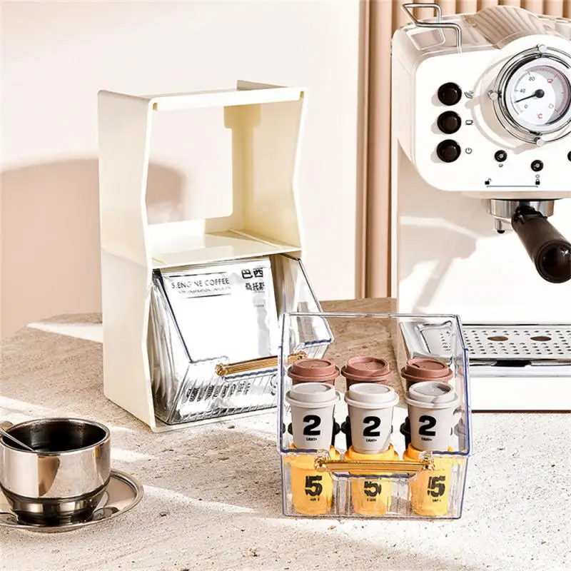 

Tea Bag Storage Rack Durable Gold-plated Handle Saving Space Smooth Not Stuck Removable Design Household Accessories