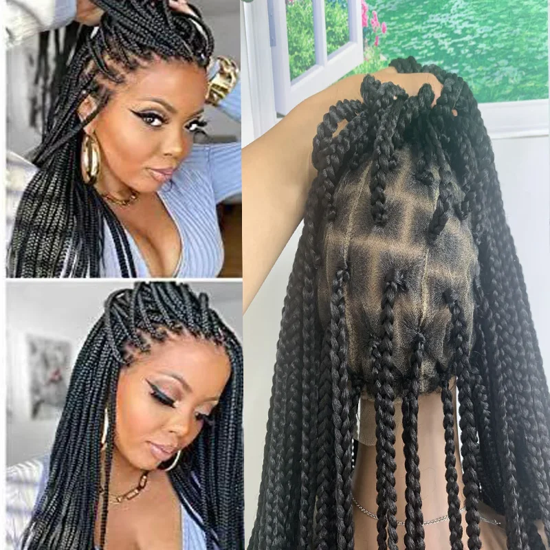 

Full Lace Wig Braided Wigs For Black Women Braids 32-36 Inches Braiding Hair Braids Wigs Full Lace Box Braid Wigs Made By Hand