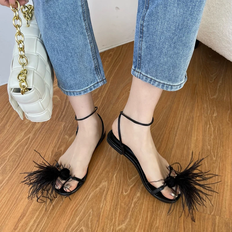 Women's Summer Fashion Casual All-match Open Toe Breathable Ladies Sandals Fluffy Comfortable Women's Sandals Sandalias De Mujer images - 6