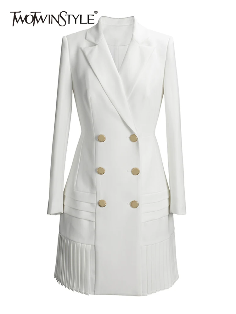 

Женское платье-туника TWOTWINSTYLE, элегантное двубортное мини-платье с отложным воротником и длинным рукавом, лето 2019