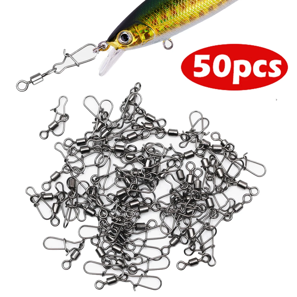

50pcs/pack Eight-ring Fishing Line Connector Stainless Steel Rotary Ring Reinforcement Fishing Gear Fittings Fishhooks 4 Sizes