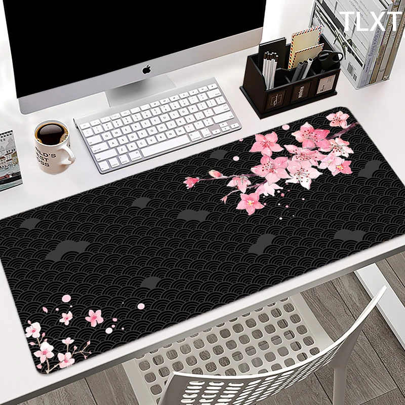 Large Pretty Mousepad Cherry Mouse Pad Compute Mouse Mat Black Stitching Desk Mat For PC Keyboard Mat Table Carpet 400x900mm