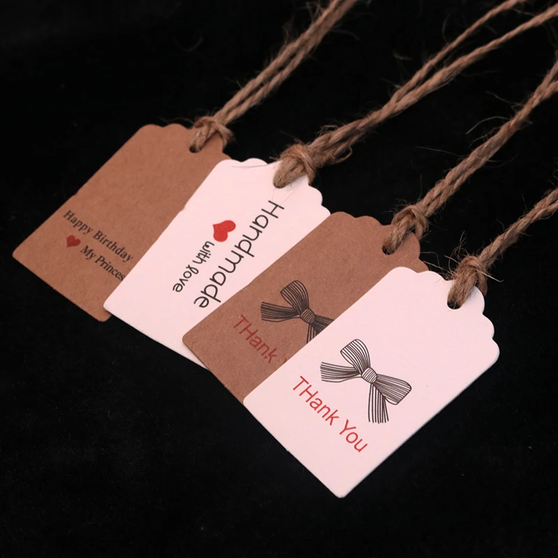 

3x5cm Multi Design Kraft Paper Price Tag Handmade Display Hang Tag for Gift Boxes Clothes Wedding Birthday Party Cards Supplies